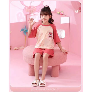 Sét bộ cộc tay cotton siêu đáng yêu cho bé gái gồm 5 mầu cực xinh cực dễ thương dành cho các bé gái từ 9-53kg(mẫu D1)