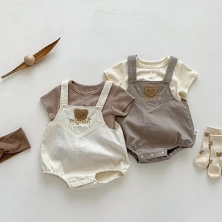 [ Áo + yếm ] Bộ body ngắn tay bodysuit áo liền quần bộ đồ liền thân cho bé trai bé gái Sét yếm đũi TinTinShop SLH215