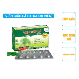 Viên uống VIÊN GIẤP CÁ EXTRA (Hộp 30 viên) Hỗ trợ tăng tính bền mạch máu, nhuận tràng, giảm triệu chứng chảy máu do trĩ.