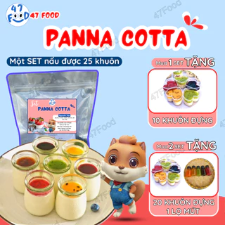 SET Nguyên Liệu  PANNA COTTA - Món Tráng Miệng 3 Vị Dâu, Đào, Kiwi Thơm Ngon Nấu 25 Khuôn 47 Food