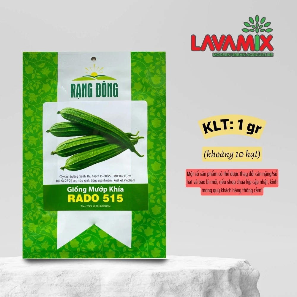 Hạt giống Mướp Khía Rado 515 (1g~8 hạt) hiệu Rạng Đông sinh trưởng khỏe, nảy mầm tốt | Đất trồng cây Lavamix