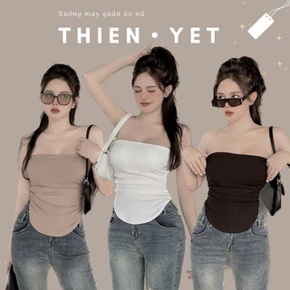 Áo ống NHÚNG HAI BÊN QT dáng ngắn croptop( Có Mút) sexy,Áo quây nhún 2 bên body tà bầu hàn quốc đi chơi-Thiên yết