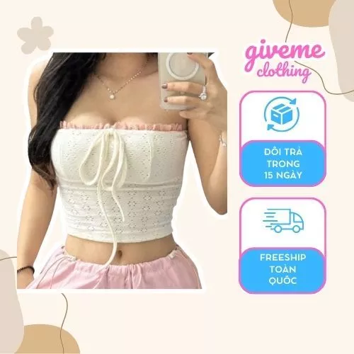 Áo ống cúp ngực tube có mút ngực kiểu dây thắt nơ ôm body phong cách Hàn Quốc sexy sang chảnh Giveme.clothing_saigon