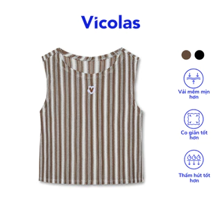 Áo ba lỗ tanktop nữ mùa hè chất vải đan lưới sọc Vicolas - VICO40