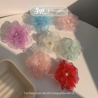 Kẹp Tóc Vải Organza Hình Hoa Mẫu Đơn Nhiều Màu Sắc - SEPTEMBER Accessories