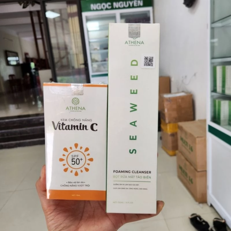 Combo Bọt rửa mặt tảo biển và Kem CN Vitamin C (hàng chính hãng)