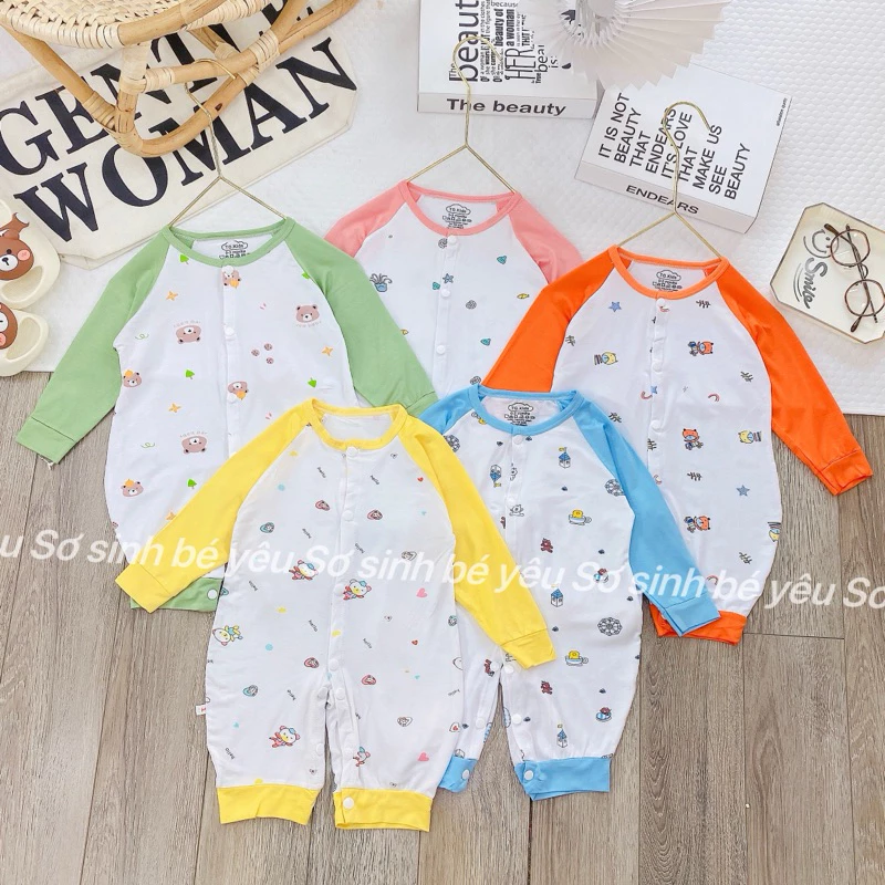 (MS100)Body dài tay thun lạnh khuy giữa phối tay thời trang cho bé yêu