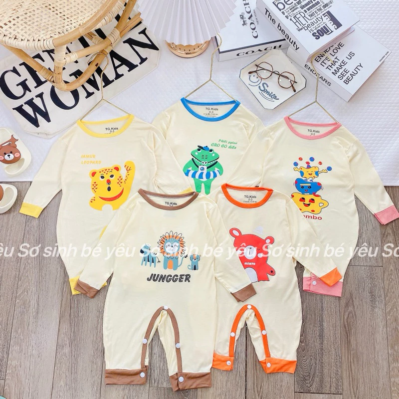 (Ms34)Bodysuit cho bé dài tay không tất chân(mặc nằm điều hòa) vải thun lạnh mỏng mát co giãn tốt cho bé trai và bé gái