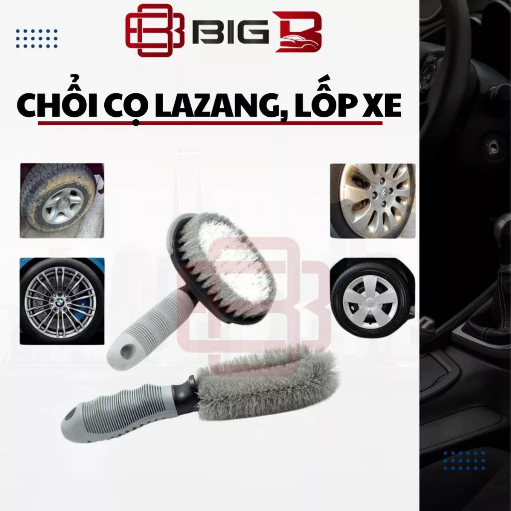 Chổi Cọ Vành Lazang Cọ Lốp Ô Tô Xe Máy - Dụng Cụ Vệ Sinh Chăm Sóc Xe BIG B STORE