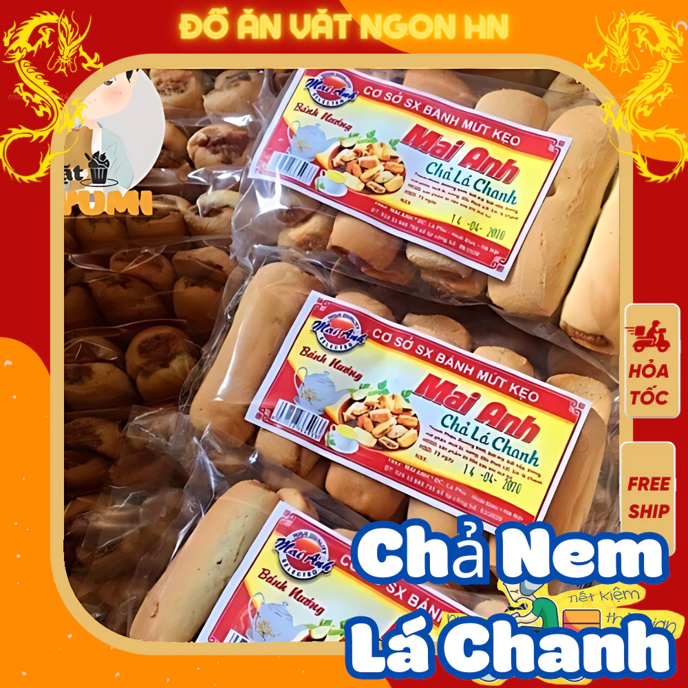 bánh chả nem lá chanh mai anh bánh ăn vặt ngon hấp dẫn giá rẻ 1 gói 10 cái