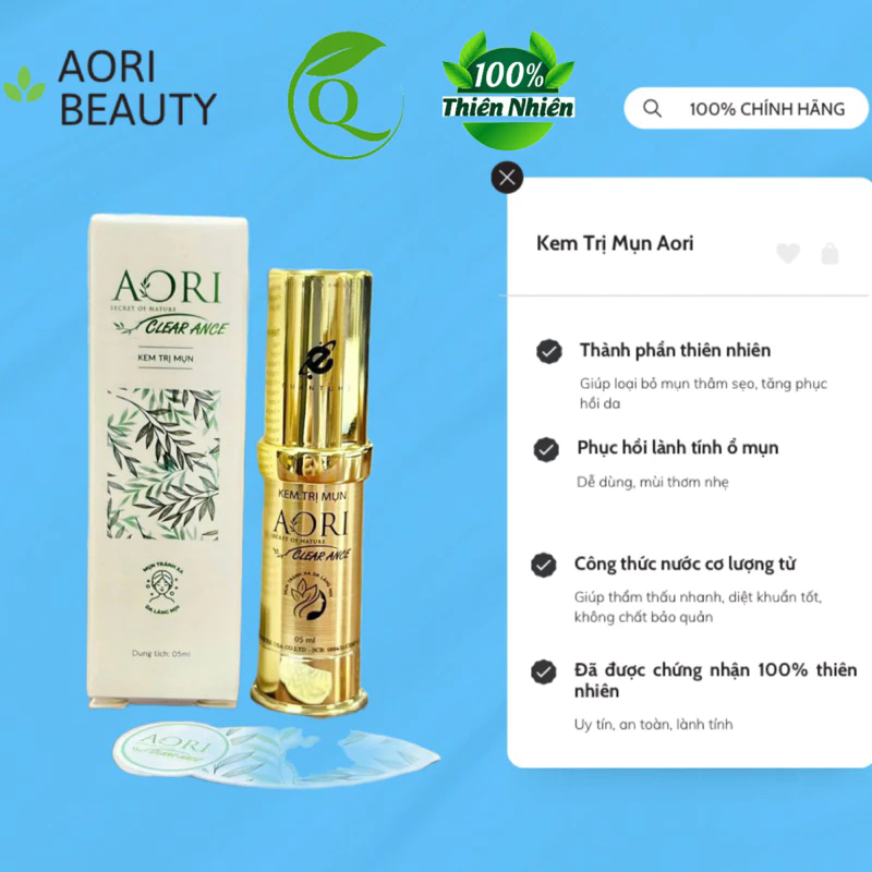 KEM CHỐNG MỤN AORI DIỆT KHUẨN Ổ MỤN, THÂM SẸO, TĂNG PHỤC HỒI DA 5ml