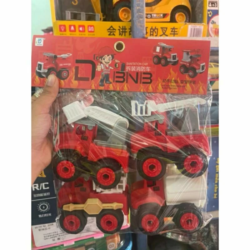 túi 4 xe đồ chơi cứu hỏa cho bé