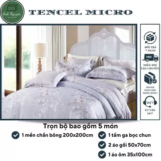 [Mẫu Bông 1] Bộ Ga Bọc Chun Tencel Micro - Chính Hãng - Nhiều Kích Thước