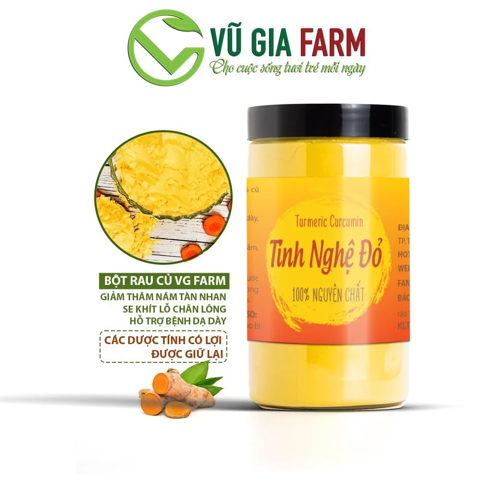 Tinh Nghệ Đỏ Nguyên Chất Vũ Gia (250g/hũ) - Đã được kiểm nghiệm.