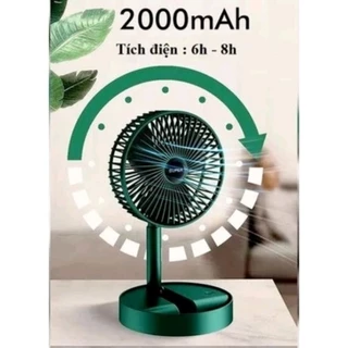 Quạt Tích Điện Mini Để Bàn Kèm Giá Đỡ Điện Thoại Pin - 2000mAh-  Điện 5V