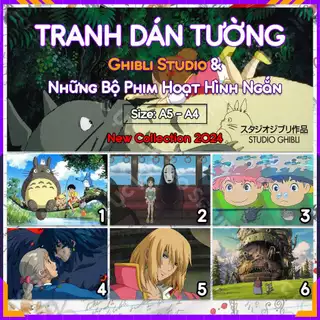 [2024 - Mua 3 Tặng 1]Tranh Decal dán tường Poster Studio Ghibli - Miyazaki Hayao - Totoro Anime kích thước A5, A4