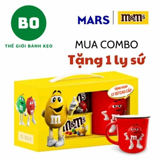 [HỘP QUÀ TẾT 2024] Bộ Hộp 10 Gói Kẹo Socola M&M 37g TẶNG 1 LY SỨ