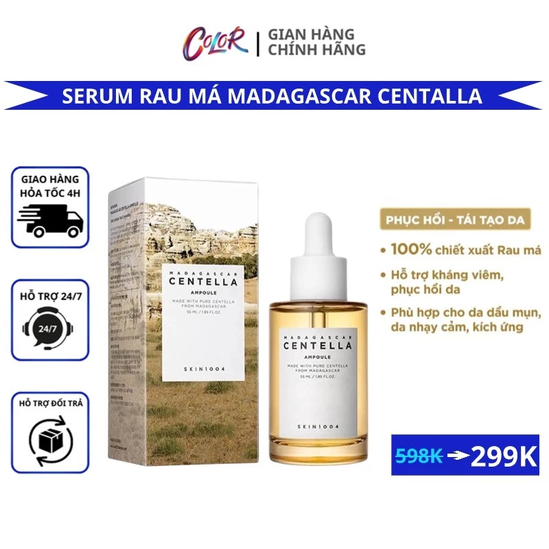 Serum/Tinh Chất Rau Má Dưỡng Da Giảm Mụn Phục Hồi - Serum Skin1004 Madagascar Centella Ampoule 100ml