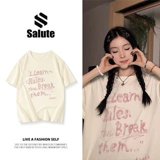 Áo phông nữ form rộng Màu kem áo thun local brand Salute unisex thời trang in chữ Y0969