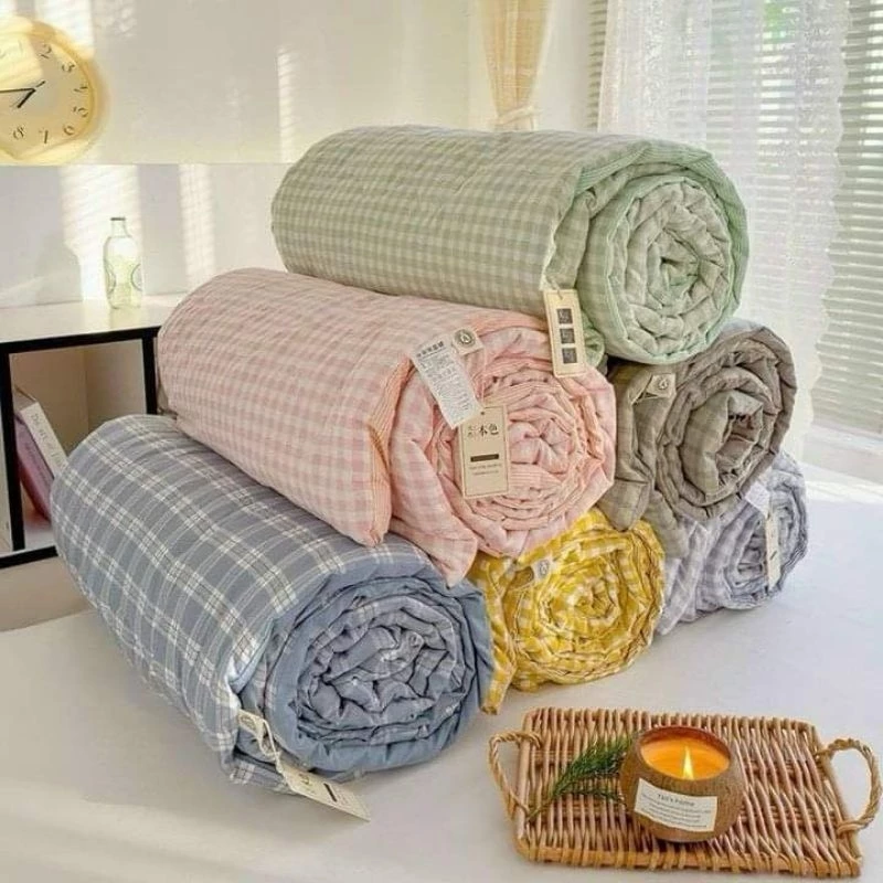 Chăn Hè Kẻ Bông Sơ Đậu Lành 2mx2m3 hàng nhập khẩu mềm mịn thoáng mát