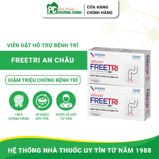 Viên Đặt Trĩ Freetri An Châu Giúp Thu Nhỏ Búi Trĩ, Giảm Sưng, Đau Rát, Đi Ngoài Ra Máu (Hộp 14 Viên)