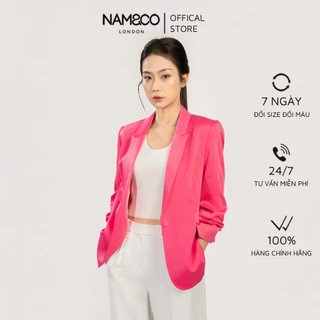 Áo khoác blazer tay nhún nữ Namandco 2 lớp dáng đẹp trẻ trung size S,M,L,XL màu hồng,cam,xanh,cobalt,xanh lá NJ0238