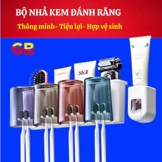 Bộ Nhả Kem Đánh Răng Tự Động- Kệ Để Bàn Chải Kem Đánh Răng Thông Minh