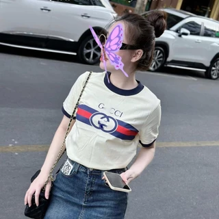 Áo Phông Gucciii Ngắn Tay Cổ Tròn Basic From Nhỏ Gọn Babytee Free Size