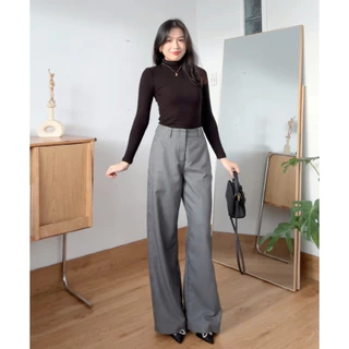 TheBlueTshirt - Quần tây ống rộng nữ - Tailor Wide Leg Trousers - Grey Pinstripe