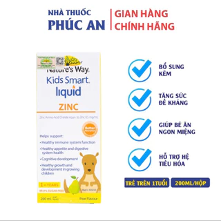 Siro Nature's Way Kids Smart Liquid Zinc 200ml bổ sung kẽm, tăng sức đề kháng cho bé, hỗ trợ tiêu hoá