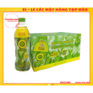 THÙNG 24 CHAI TRÀ XANH 0 ĐỘ/ KHÔNG ĐỘ 455ML