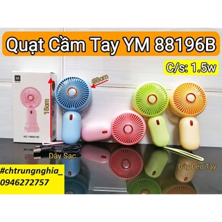 Quạt mini tay cầm tích điện mát mẻ giá rẻ kèm cổng sạc usb tiện dụng YM88196B