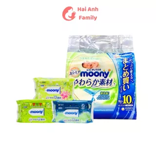 Giấy ướt Moony hàng nội địa Nhật gói 76 miếng - cam kết chính hãng