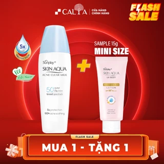 Kem Chống Nắng Sunplay Skin Aqua Dưỡng Da, Ngừa Mụn, Kiềm Dầu - Sunplay Skin Aqua Acne Clear Milk SPF 50+ PA++++ 25g