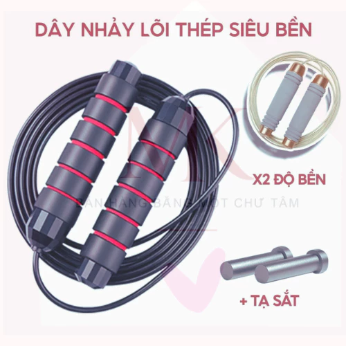 Dây nhảy Thể Lực Lõi Thép Có Dây Dài 2m7 Siêu Bền, Siêu Chắc, Có Tạ