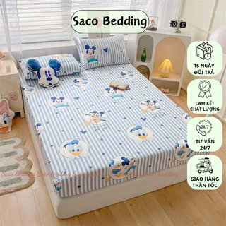 Bộ Ga Gối 3 Món Cotton 100% Saco Bedding Hình Con Vật Sóc Gấu Thỏ Lợn Mềm Mại Mát Mẻ Thấm Hút Mồ Hôi Không Chăn