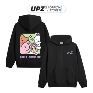 UPZ Áo Khoác Hoodie Dây Kéo Unisex Nỉ Chân Cua Cotton Dont Grow Up (Đen)