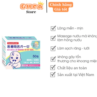 Gạc rơ lưỡi y tế, gạc Tanaphar đã tiệt trùng tiện dụng, an toàn, hộp 50 chiếc