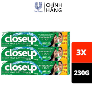 Combo 3 Kem Đánh Răng Closeup Dạng Gel Cho Hơi Thở Thơm Mát Bất Tận Bạc Hà The Mát 230G/Tuýp