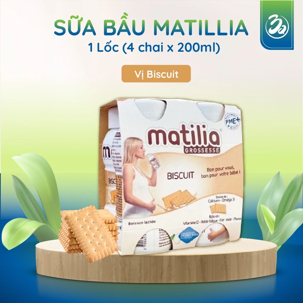 [Lốc 4 chai 200ml] Sữa bầu Matilia Pháp vị Bích Quy - Giúp mẹ bầu khỏe mạnh, thai nhi phát triển toàn diện