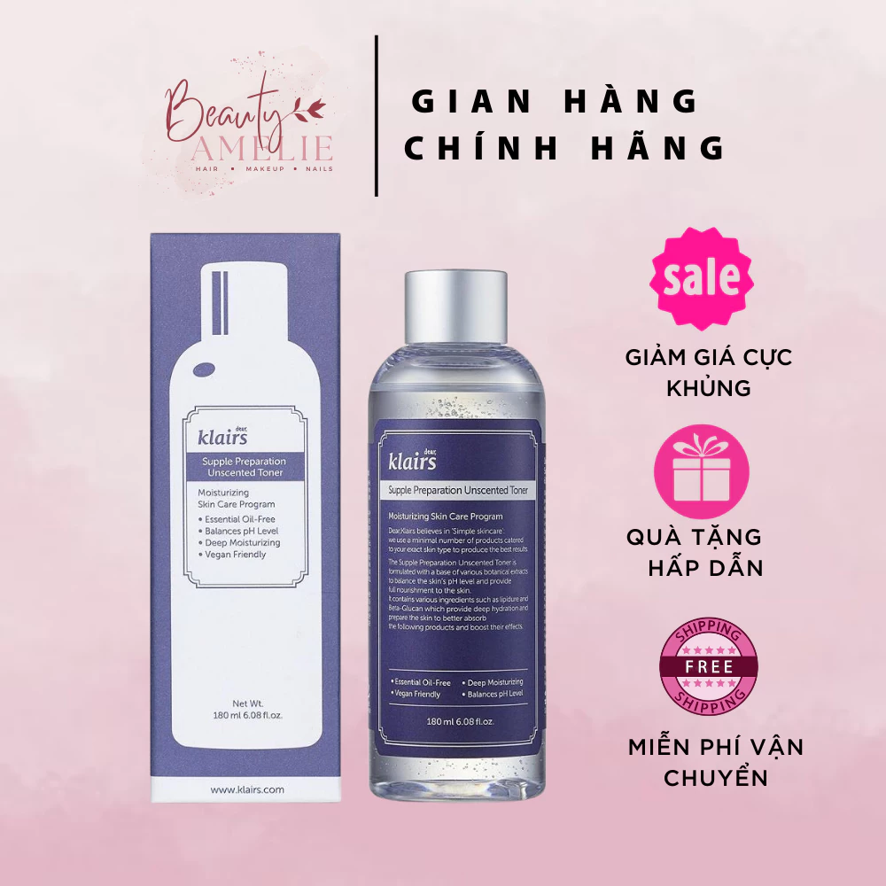 Nước Hoa Hồng Không Mùi Dưỡng Ẩm Và Làm Mềm Da Dear Klairs Supple Preparation Unscented Toner Chính hãng amelie beauty