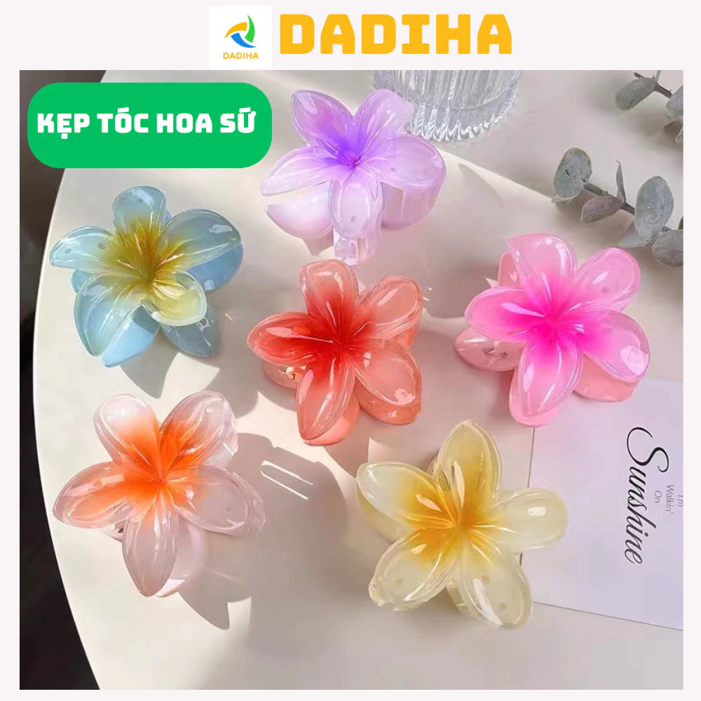 Kẹp Tóc Hoa Sứ Mini, Cặp Tóc Hoa Sứ To Nhỏ Đi Biển Đủ Màu Đỏ Bạc Xanh Lá Cho Nữ Tráng Gương DADIHA