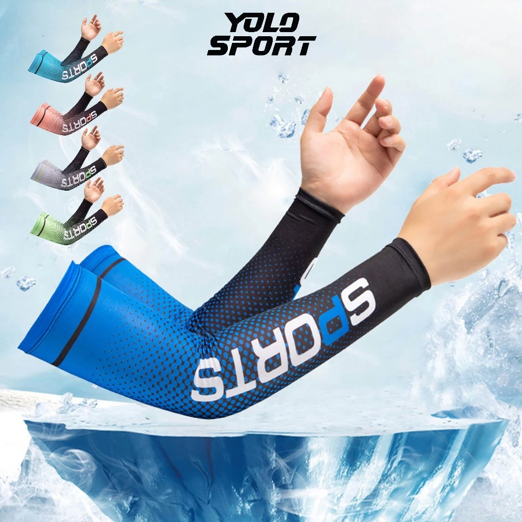 Bó Cánh Tay SPORT Lụa Băng Mát Lạnh Găng Chống Nắng UV Nam Nữ Thoáng Khí Tiện Dụng Đi Xe Máy Đạp Xe Leo Núi Thể Thao