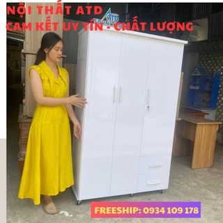 Tủ quần áo nhựa Đài Loan cao cấp- tủ nhựa 3 cánh 2 ngăn màu trắng,sồi sang trọng giao nhanh tphcm, bình dương, tủ