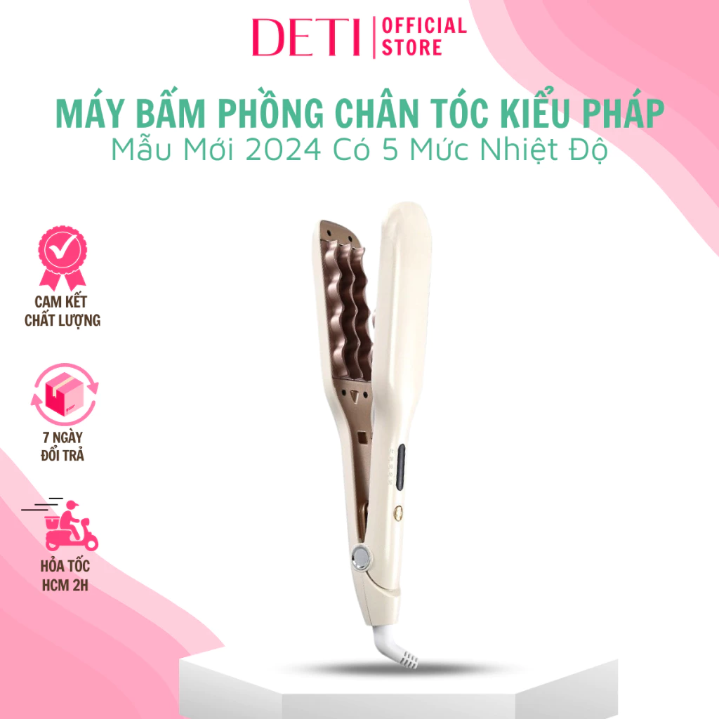 Máy bấm xù dập phồng chân vuông 2in1 cao cấp hottrend 2026 ，Điều chỉnh nhiệt độ năm tốc độ