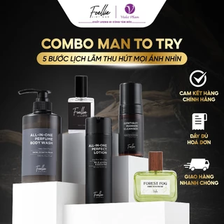 COMBO 5 BƯỚC LỊCH  LÃM LÀM SẠCH CHUYÊN SÂU TỪ A-Z GIÚP THU NGƯỜI XUNG QUANH FOELLIE FOR MEN SET 5 SẢN PHẨM CHUYÊN BIỆT