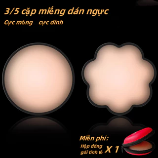 3/5 cặp miếng đệm ngực silicone áo ngực vô hình Tái sử dụng Miếng đệm ngực có thể giặt được hộp dây đeo áo ngực