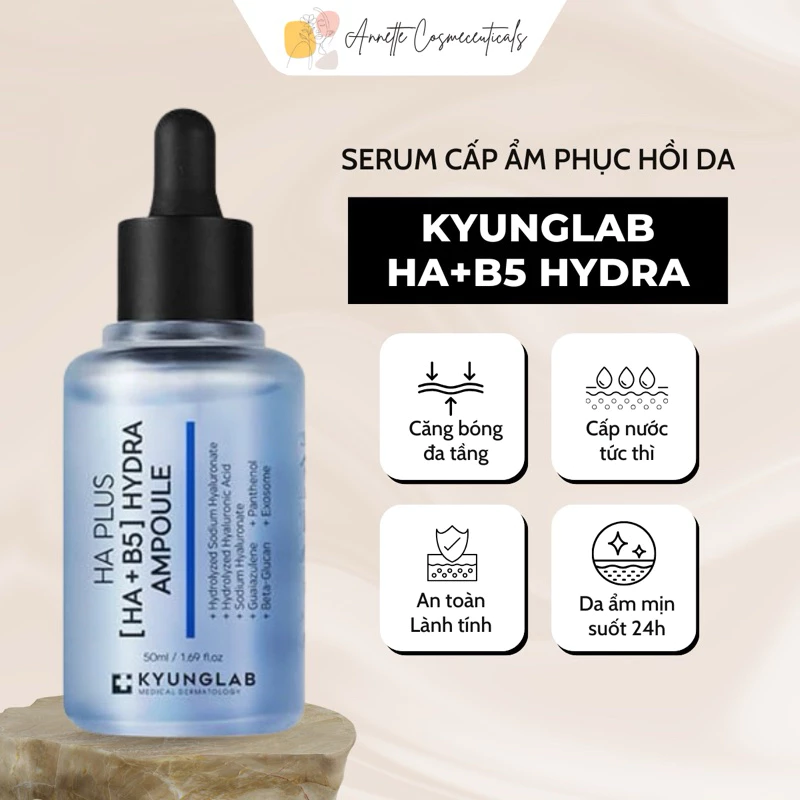 [MẪU MỚI] Serum căng bóng da KYUNGLAB HA + B5 Hydra lọ 50ml, Serum chống lão hóa cho da - ANNETTE COSMECEUTICALS