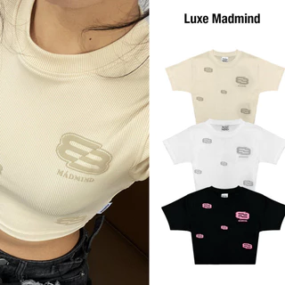 Áo Phông Croptop In Nổi Luxe Croptop Madmind Vải Thun Gân Cao Cấp, Form Ôm Body Sang Chảnh - Màu Trắng / Be / Đen