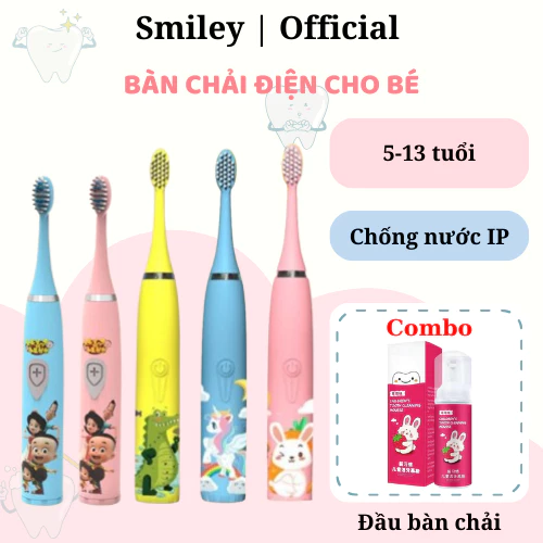 Bàn chải điện cho bé, bàn chải đánh răng điện cho bé SONIC - giúp bé vệ sinh răng miệng hiệu quả [Tặng kèm bộ đầu chải]